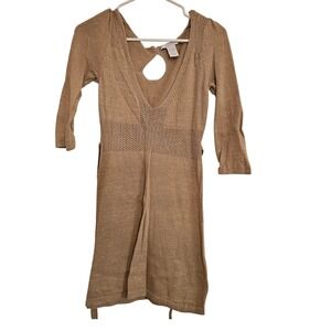 Charlotte Rose Metallic Knit Dress Keyhole Back 3/4 Sleeve